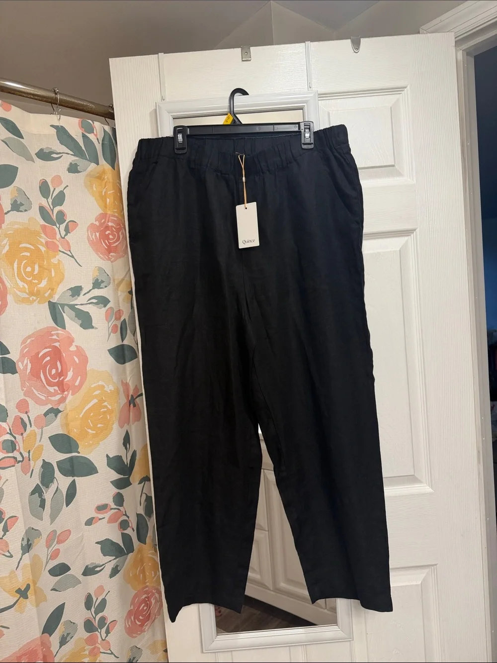 NWT! Quince Black Wide-Leg Linen Trousers in Black szXL - Picture 3 of 10